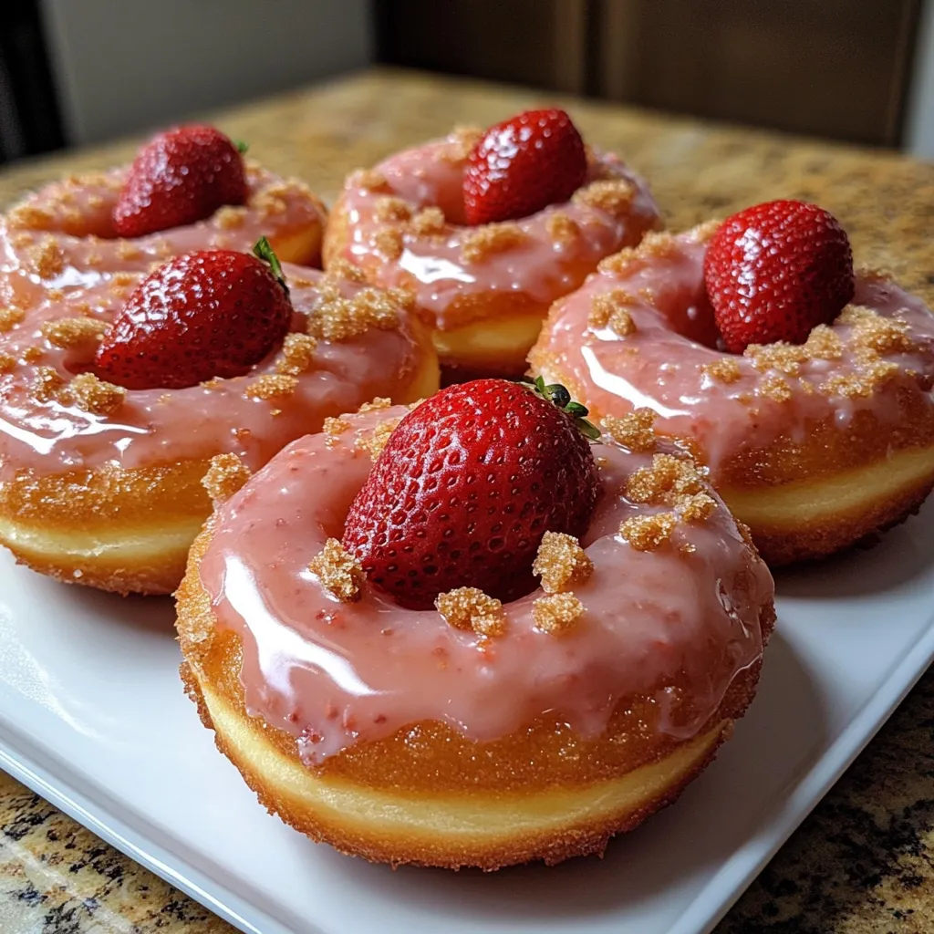 Freshly Glazed Strawberry Crunch Donuts Recipe