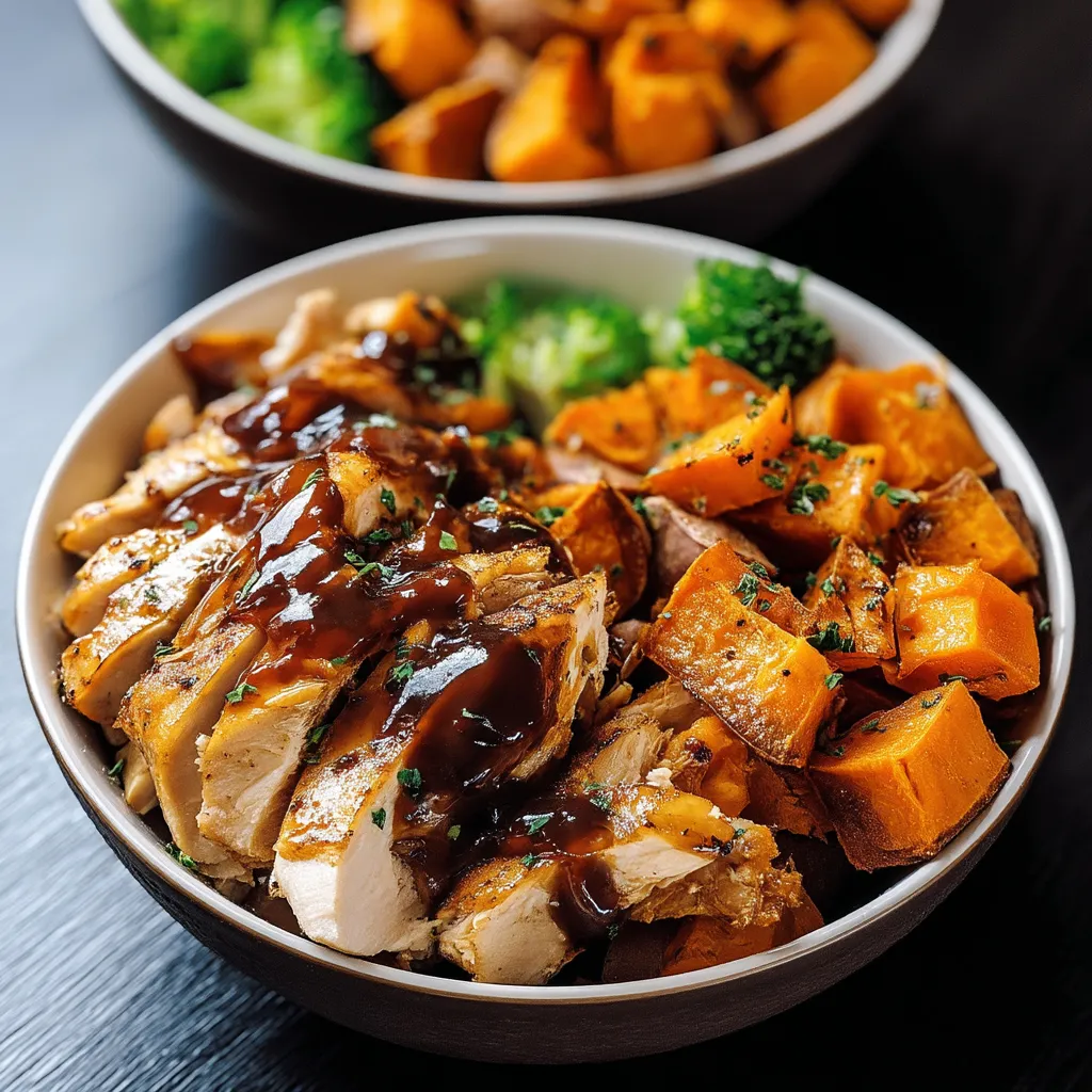 BBQ Chicken & Roasted Sweet Potato Bowls Recipe
