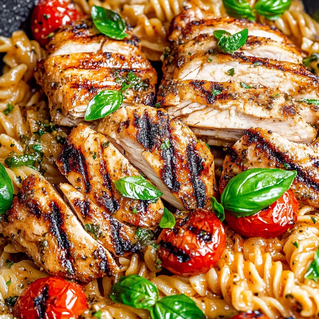 Tomato Basil Pasta with Balsamic Grilled Chicken Recipe