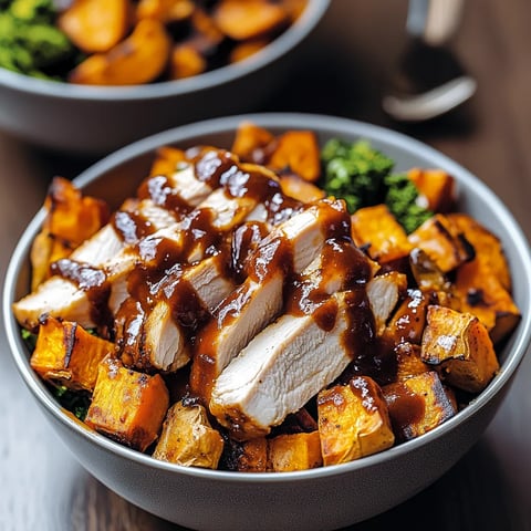 BBQ Chicken & Roasted Sweet Potato Bowls